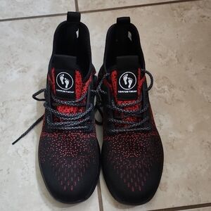 Men's Black and Red Sneakers. Steel Toe, Brand New